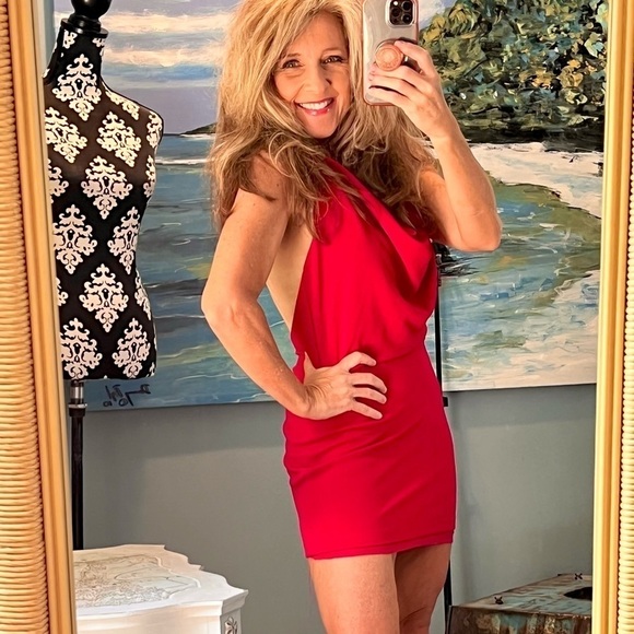 🔥Rubber Ducky,(Made in USA),Stunning Red Dress,Sexy,East Wear, 1 Strap Backless - Picture 1 of 10